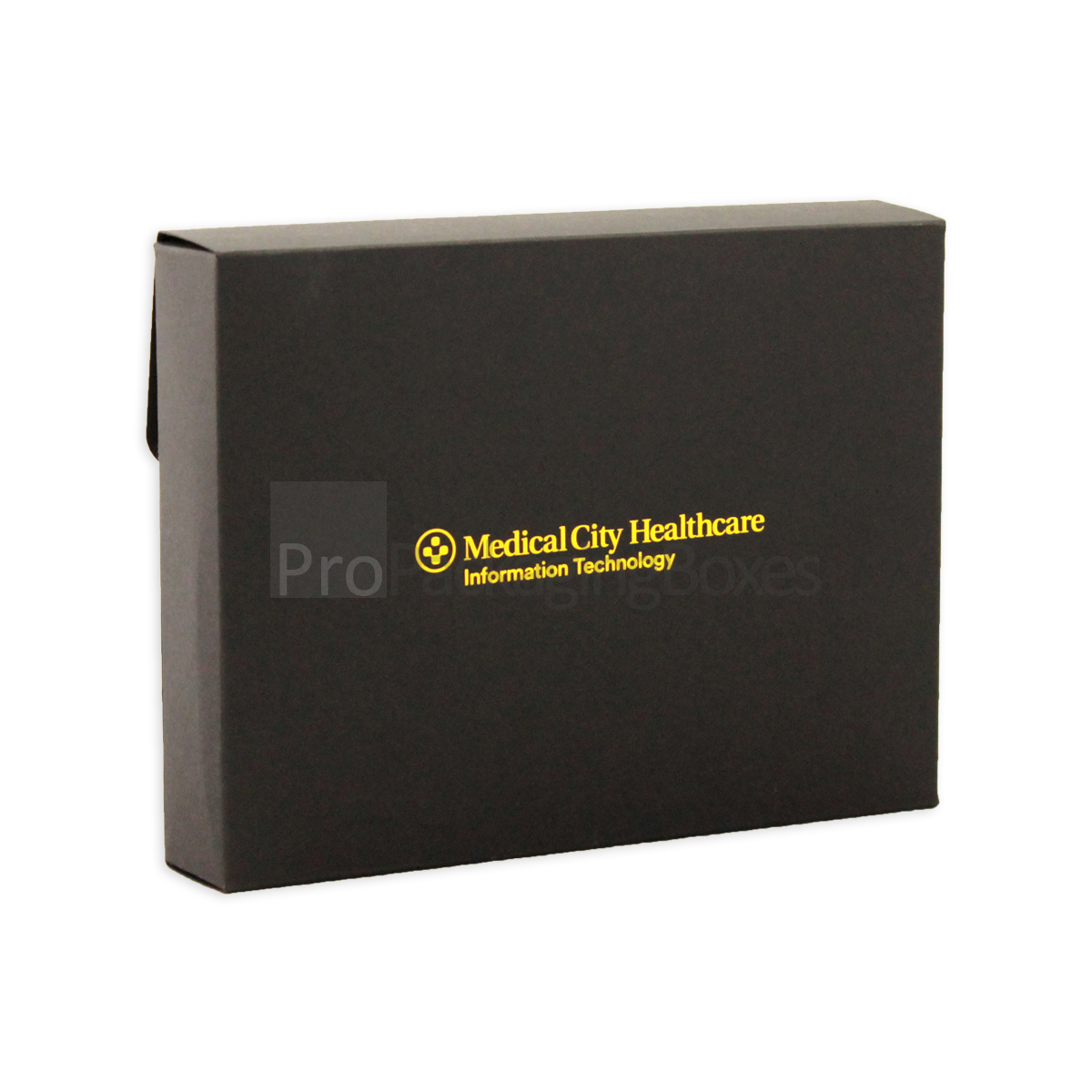 custom printed matte black gold foil document folder box